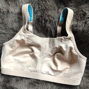 Champion Beige & Blue Padded-Trim Sports Bra